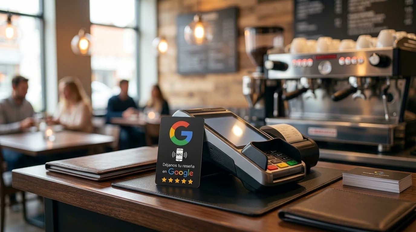 Pide reseñas en caja registradora o área de cobro con tarjeta NFC